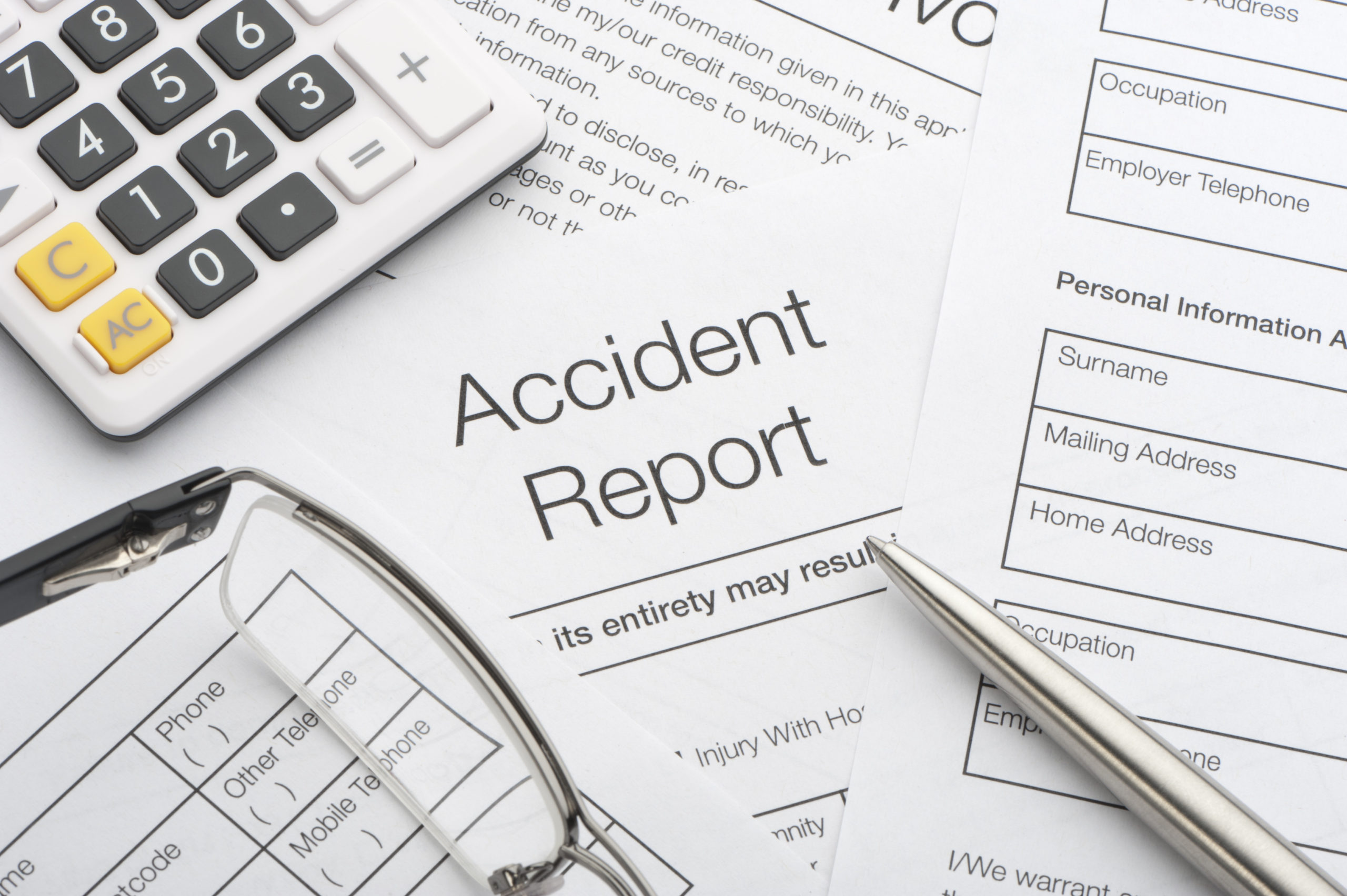 Close up of a accident report